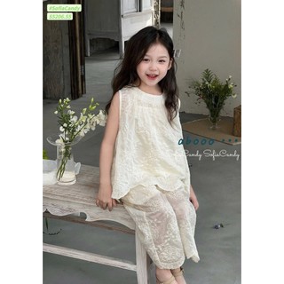 13-40kg (hàng thiết kế) Bộ thô thêu áo quần cổ tròn sofia