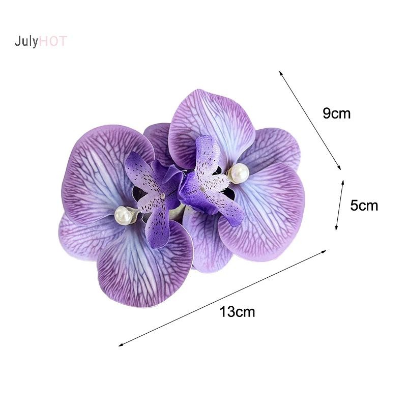 Kẹp tóc ngọc trai JULYHOT Phalaenopsis Orchid, mỏ vịt, nơ hoa - Massivedeals