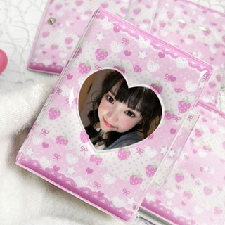 [COD] Album thẻ LEAFYHOME, Mini 3 Inch với 16 trang bên trong Chất kết dính Photocard, Album thẻ sưu tập Pink Love Bow PVC Idol Card Collect Book