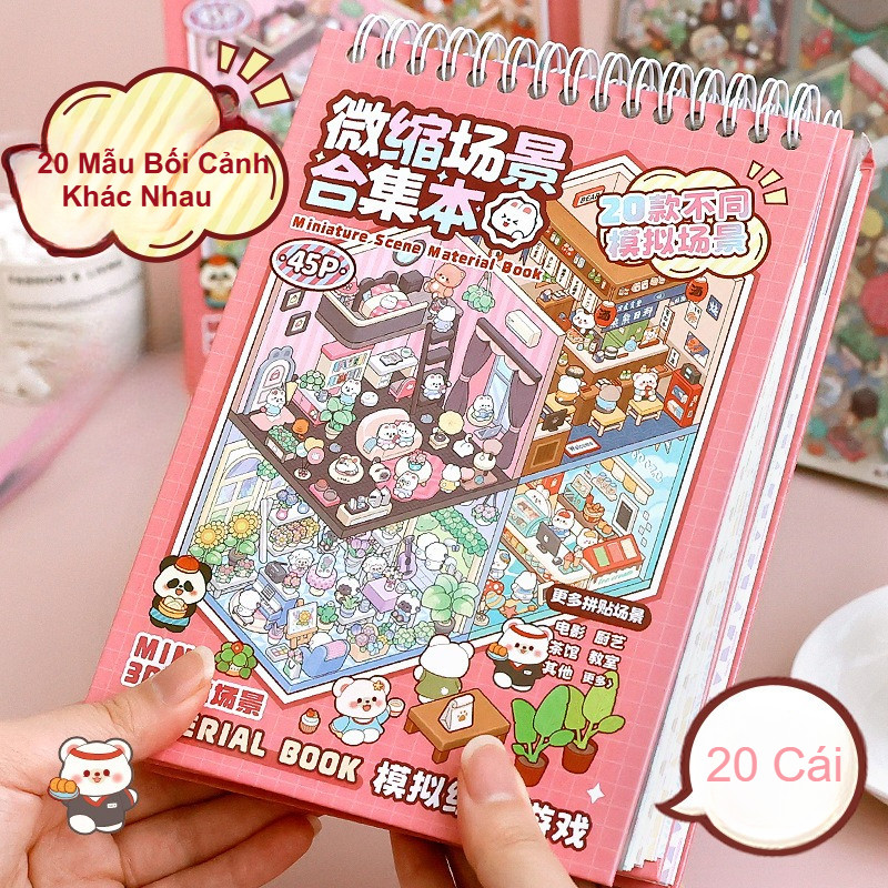 Bộ sưu tập các cảnh thu nhỏ Nhãn dán PET Sổ Lưu Niệm Bộ 20 Cái,Đồ chơi