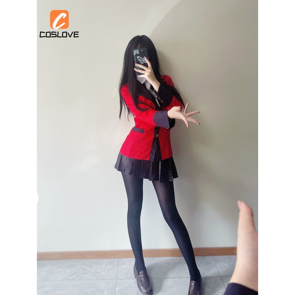 Anime Kakegurui Yumeko Jabami Cosplay Trọn Bộ Trang Phục Học SinhJK với Đảng Hiệu