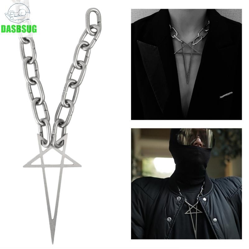 Dasbsug Thời Trang Pentacle Vòng Cổ Nữ Punk Rock Xoắn Màu Bạc Chunky Dày Khóa Choker Dây Xích Dây Chuyền Đảng