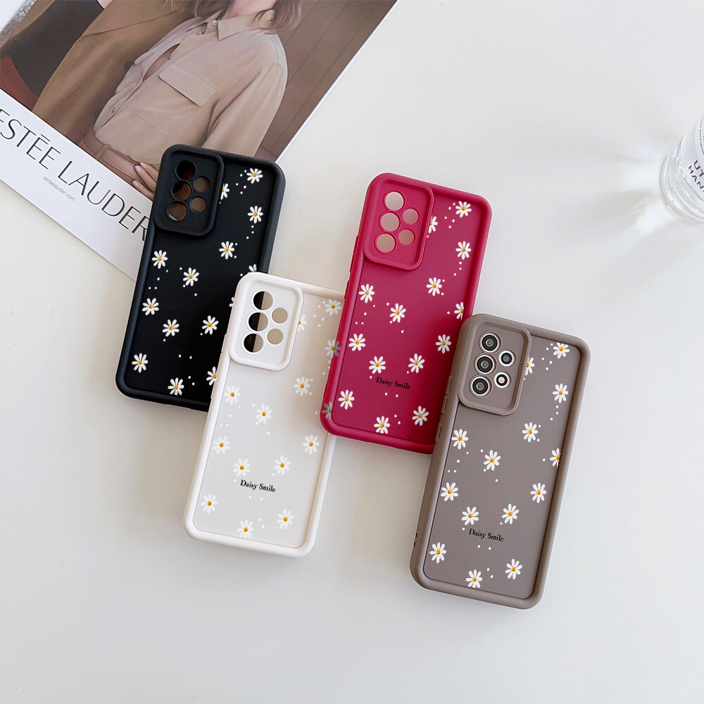 Ốp Điện Thoại Hoa Cúc Nụ Cười Dễ Thương Hoa Cúc Cho Samsung Galaxy A15 A55 A14 A16 5G S20 S23 S24 FE S25 Ultra Plus Ốp Mềm Mờ Họa Tiết Mát Mờ Bảo Vệ Camera Chống Sốc