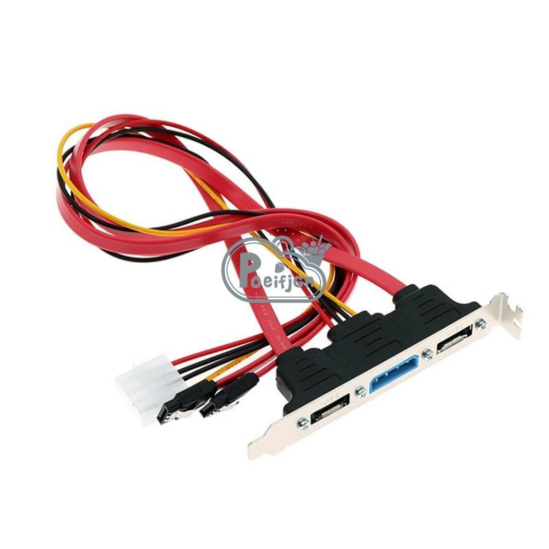 Pc DIY SATA sang ESATA và 4Pin IDE Molex Power PCI Bracket Khe cắm cáp Cấu hình toàn chiều cao cho ổ cứng gắn ngoài