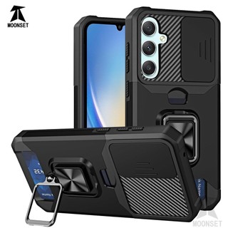 Dành Cho Samsung A34 5G Ốp Lưng Có Trượt Camera Bao Đựng Thẻ Vòng Chân Đế Chịu Lực Bảo Vệ Mỏng Bao Da