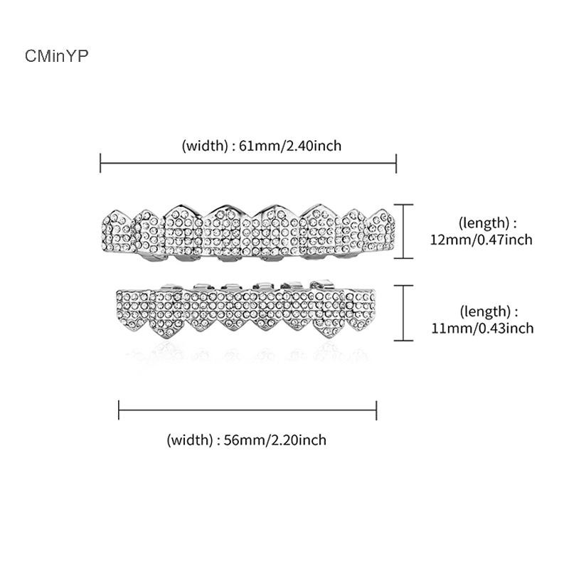 CMinYP Cubic Zircon Hip Hop Răng Grillz Cho Unisex Top Đáy Miệng Có Thể Tháo Rời Nha Khoa Thời Trang Cosply Răng Trang Sức Vinh Quang