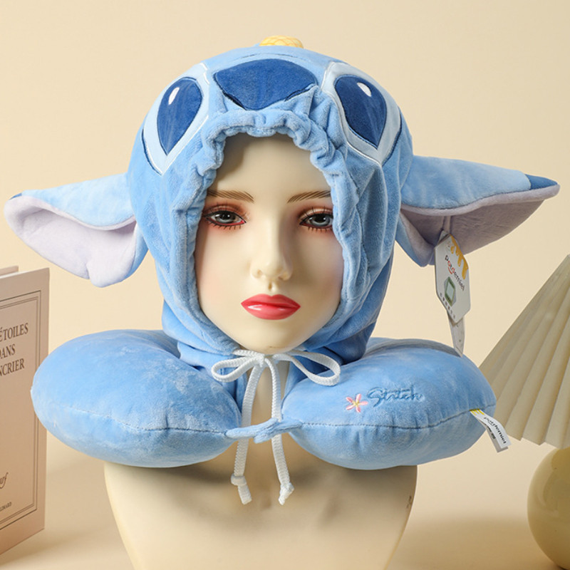 ST2 Stitch Có Mũ Trùm Đầu Gối Hình Chữ U Sang Trọng Du Lịch Di Động Văn Phòng Gối Bảo Vệ Cổ TS2