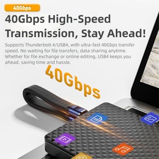 Cáp OUSXA USB4 Type-C, Cáp dữ liệu USB-C 40Gbps PD 240W, Dây sạc Chip đánh dấu điện tử ngắn phổ thông 8K 60HZ Truyền dữ liệu
