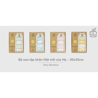 La pomme SS25 K001 - Set 5 Khăn sữa sợi tre lụa La Pomme phối màu (30x30cm) Ngoan yêu của mẹ T6.0