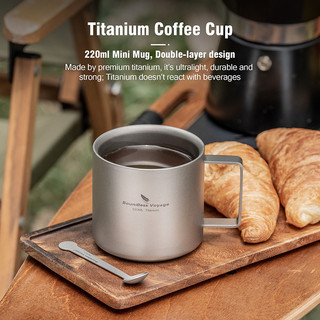 Boundless Voyage Titan Đôi Tường Cà Phê Mini, Bộ Cắm Trại Ngoài Trời 220ML Ti3052D
