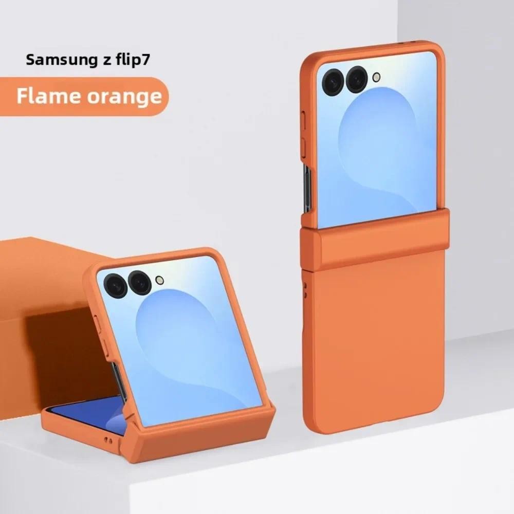 Ốp Lưng Điện Thoại Samsung Z Flip 7 6 5 4 3 Flip7 Flip6 Flip5 Bản Lề Bảo Vệ Màu Trơn Bọc Hoàn Toàn Da Cảm Giác