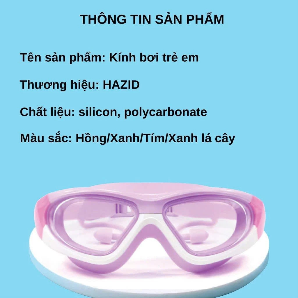 Kính bơi chống nước khung rộng, Thích hợp cho trẻ em Người lớn, Khung lớn, có nút tai, chống sương mù, chống nước, HD