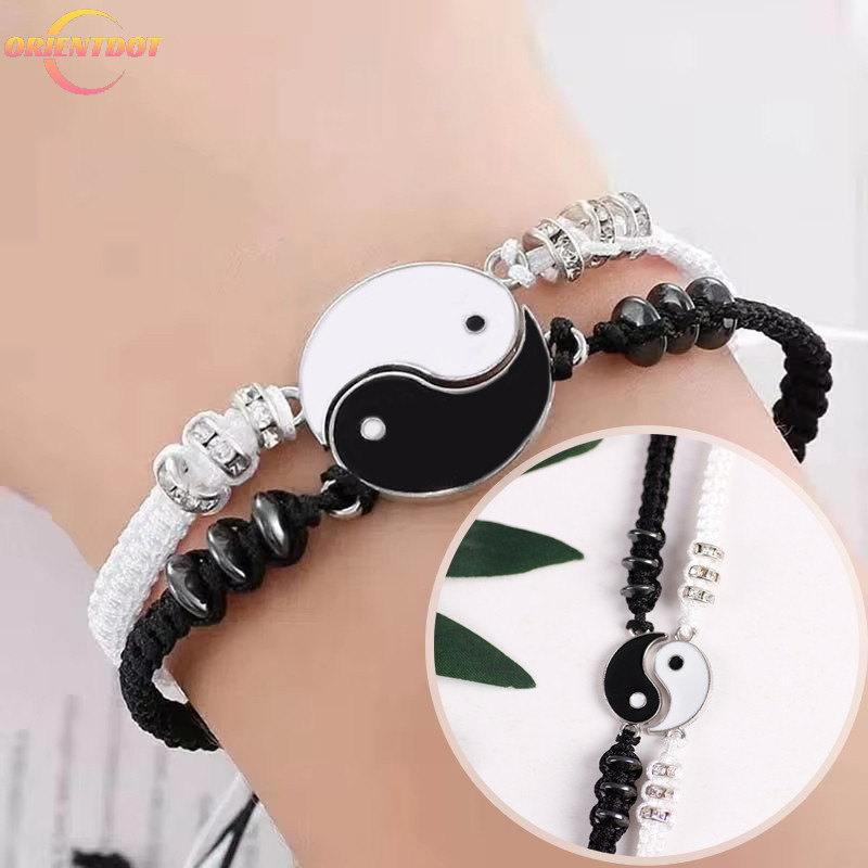 Âm Dương Thái Cực Quyền Vòng Tay Hợp Kim Điều Chỉnh Được - Phong Cách Trung Quốc, Đen Trắng, Unisex, Cặp Đôi