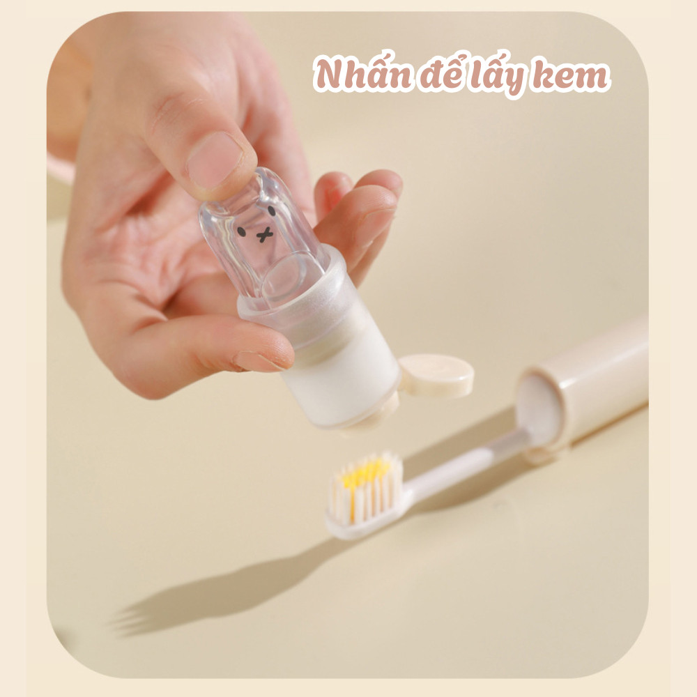 Bàn Chải Đánh Răng Gấp Gọn Tích Hợp Ngăn Kem Đánh Răng Lông Mềm Nhỏ Gọn Tiện Dụng Mang Du Lịch