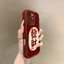 Ốp điện thoại di động thêu sang trọng màu đỏ may mắn + mặt dây chuyền cho iPhone16 Pro MAX 15 14 13 12 11 Pro MAX IXS MAX XR XS 7 8 plus camera chống sốc chống rơi mặt sau mềm