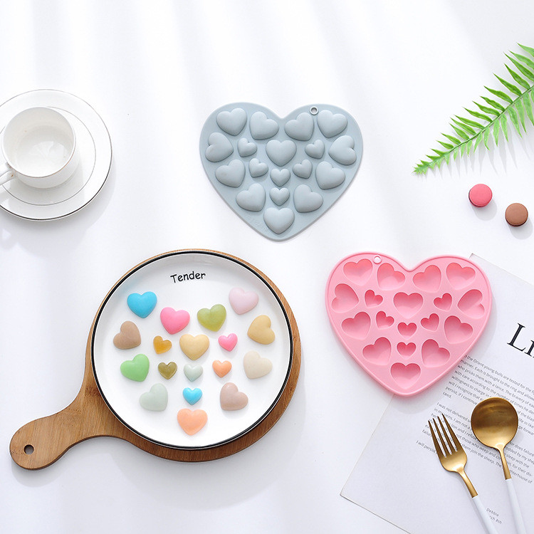 17 Khoang Kích Thước Khác Nhau Khuôn Silicon Hình Trái Tim Ngày Lễ Tình Nhân Series Khuôn Socola Fondant Bánh Trang Trí Khuôn DIY Dụng Cụ Nướng Bánh