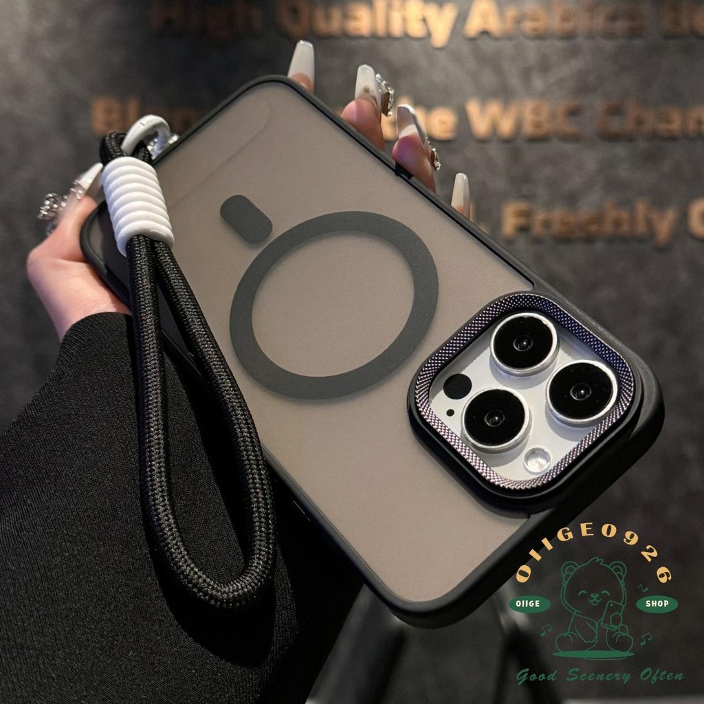 【 Ốp lưng iphone16 】 Dây buộc ống kính kim loại silicon từ tính Vỏ điện thoại mờ iphone16 Pro Max 15 14 13 12 11 cho vỏ iPhone vỏ mềm TPU + PC chống sốc