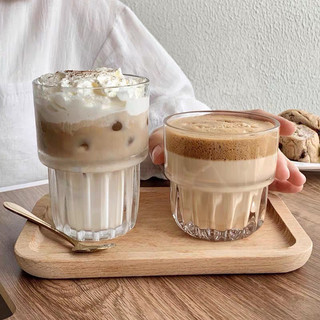 Bộ 6 Ly Thủy Tinh, Cốc Thủy Tinh Đáy Khía Hai Tầng Dùng Uống Cafe, Sinh Tố, Trà - Dung Tích 250ml/328ml/460ml