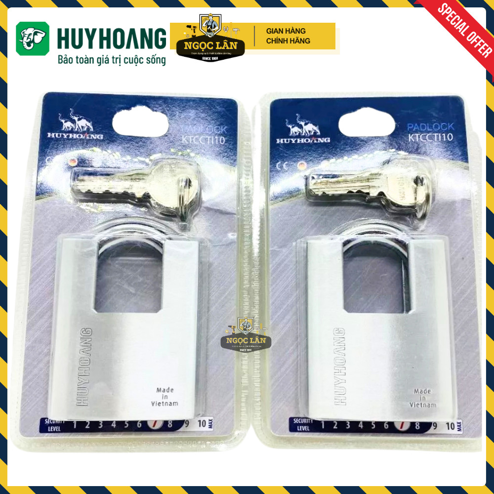 [Chính hãng] Khoá chống cắt, khóa bấm HUY HOÀNG chất liệu Titanium 6 phân cao cấp, chịu thời tiết