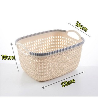 Rổ nhựa đan mây, giỏ nhựa đan mấy nhựa Việt Nhật gọn nhẹ có quai xách