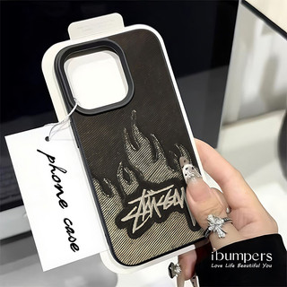 ibumpers Ốp Điện Thoại iPhone Họa Tiết Ngọn Lửa Stüssy Hợp Thời Trang Cho IPhone 16 15 14 12 13 11 Pro Max IP 7 8 Plus X XS XR Ốp Lưng Mỏng Silicon Mềm Da Họa Tiết