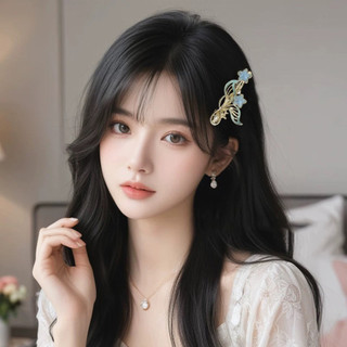 Tươi Xanh Dương Vỏ Ngọc Trai Mỏ Vịt Kẹp Nữ Tính Khí Tinh Tế Gãy Tóc Mũ Đội Đầu