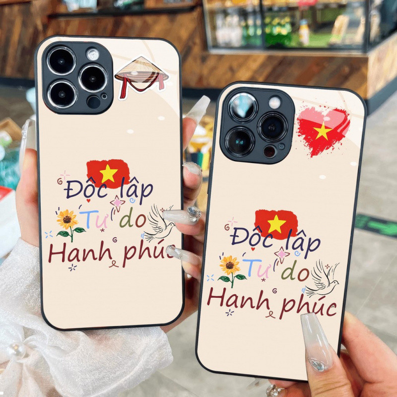 Độc lập - Tự do - Hạnh phúc Việt Nam Cờ Đỏ Star Wine Glass Case cho iPhone 16 17,15 14 13 12 11 8 7 6 6s 6p 7p 8p 6g 7g 8g