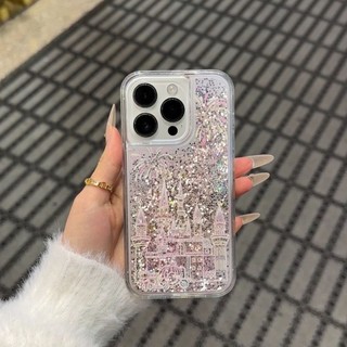 Ốp điện thoại lâu đài cát lún lỏng sang trọng cho iPhone16 15 14 13 12 11 Pro Max bảo vệ camera chống sốc chống rơi mặt sau mềm