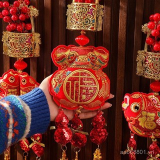 🌟2025 năm mới Tua Rua Mặt Dây Chuyền Quả Đỏ bao lì xì Tết tân gia phòng khách trang trí chữ Phúc