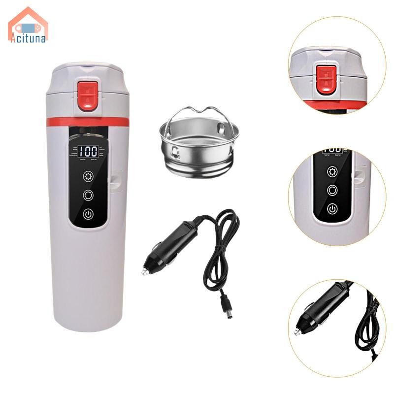 Acuuna 12V 24V Ấm Siêu Tốc Ô Tô Nồi Hơi Ấm Siêu Tốc Điện Hiển Thị Nhiệt Độ Sưởi Ấm Cốc Uống Nước Làm Nóng Thông Minh Cốc Ô Tô Cho Cắm Trại