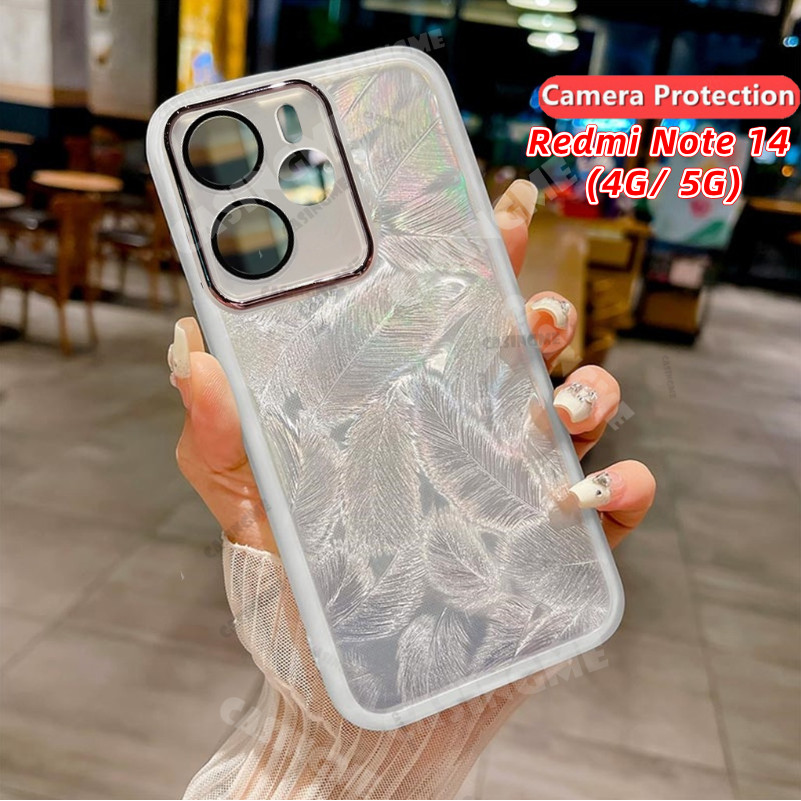 Dành cho Redmi Note 14 5G 2025 Vỏ mềm silicon họa tiết lông vũ lấp lánh cho Redmi Note14 Note 14 RedmiNote14 Pro Pro + + 4G 5G Vỏ điện thoại chống sốc Vỏ bảo vệ ống kính máy ảnh