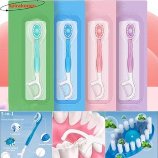 Bàn chải đánh răng du lịch Mini SPIRAKOGEO, với hạt làm mới Bàn chải đánh răng di động được dán sẵn, Bàn chải đánh răng chăm sóc vệ sinh răng miệng 5 trong 1 du lịch có bóng