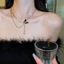 Vòng cổ bạc bướm và ngọc trai thiết kế Y2K, phù hợp cho tiệc và hàng ngày, phong cách Gothicpunk