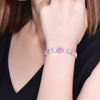 Châu Âu Mỹ ins Phong Cách Mới Zircon Hồng Kim Cương Hoa Anh Đào Vòng Tay Nữ