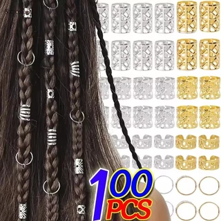 Dreadlock Tóc Nhẫn Có Thể Điều Chỉnh Bẩn Bím Đính Hạt Kẹp Tóc Đa Phong Cách Đầy Màu Sắc Rỗng Ra Kim Loại Còng Kẹp Bím Tóc Phụ Kiện Trang Trí