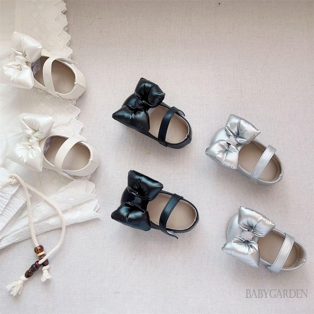 / / -Baby Girls Mary Jane Flats Puffy Bowknot Giày nôi sơ sinh chống trượt