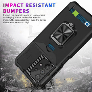Dành Cho Samsung A53 5G Ốp Lưng Có Trượt Camera Bao Đựng Thẻ Vòng Chân Đế Chịu Lực Bảo Vệ Mỏng Bao Da