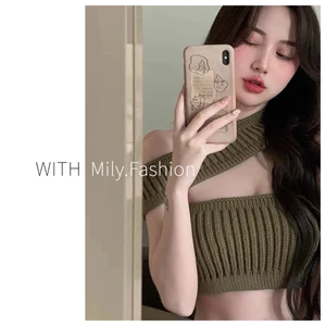 Milyfashion Gợi Cảm Tất Cả Trận Đấu Dây Sling Mùa Hè Ngắn 4 Cách Mặc Chặt Gợi Cảm Nhỏ Ngực Ngắn Top