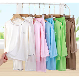 (6m-18Yrs) Bộ đồ ngủ mùa hè cho trẻ em Ice Silk Người lớn Quần dài tay mỏng mát mẻ Bộ đồ ngủ trẻ em