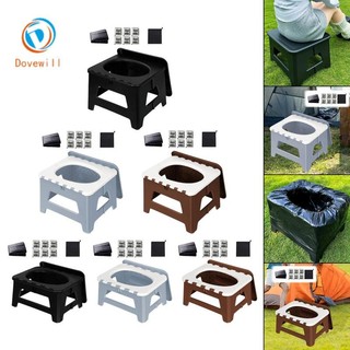 Dovewill Nhà vệ sinh di động Có thể gập lại Bô Commode có nắp Hỗ trợ đa năng lên đến 100kg Nhà vệ sinh du lịch để đi bộ đường dài Xe câu cá dã ngoại