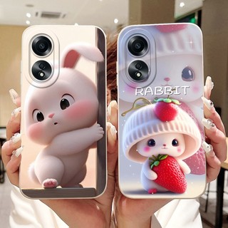 Dành Cho OPPO A58 4G CPH2577 Vỏ Hoạt Hình Mèo Thỏ Dễ Thương Mới OppoA58 4G Bảo Vệ Ống Kính Silicon Mềm Vỏ Điện Thoại
