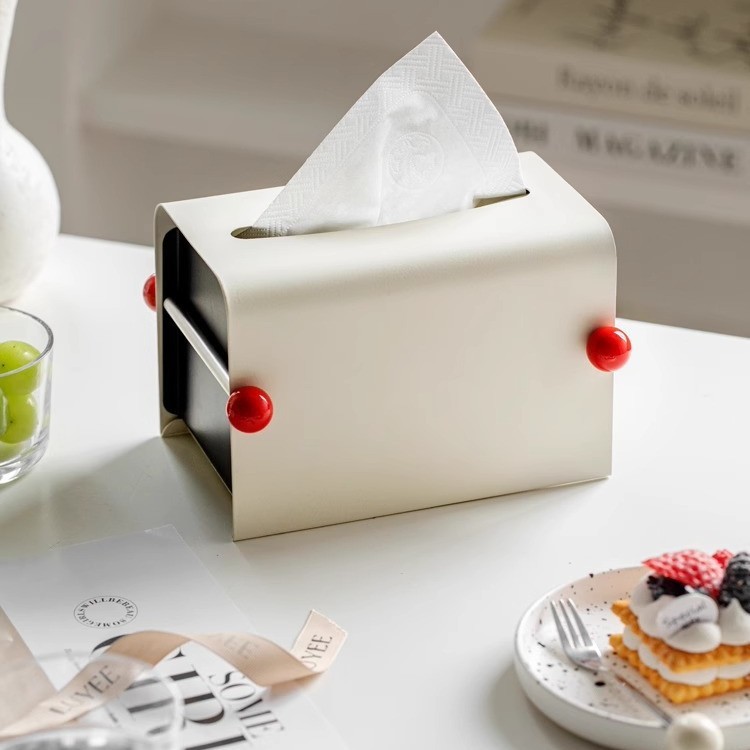 Sang Trọng Cao Cấp Sắt Nghệ Thuật Hộp Khăn Giấy Phòng Khách Phòng Ngủ Văn Phòng Kem Phong Cách Hộ Gia Đình Chống Thấm Nước Sáng Tạo Hộp Khăn Giấy