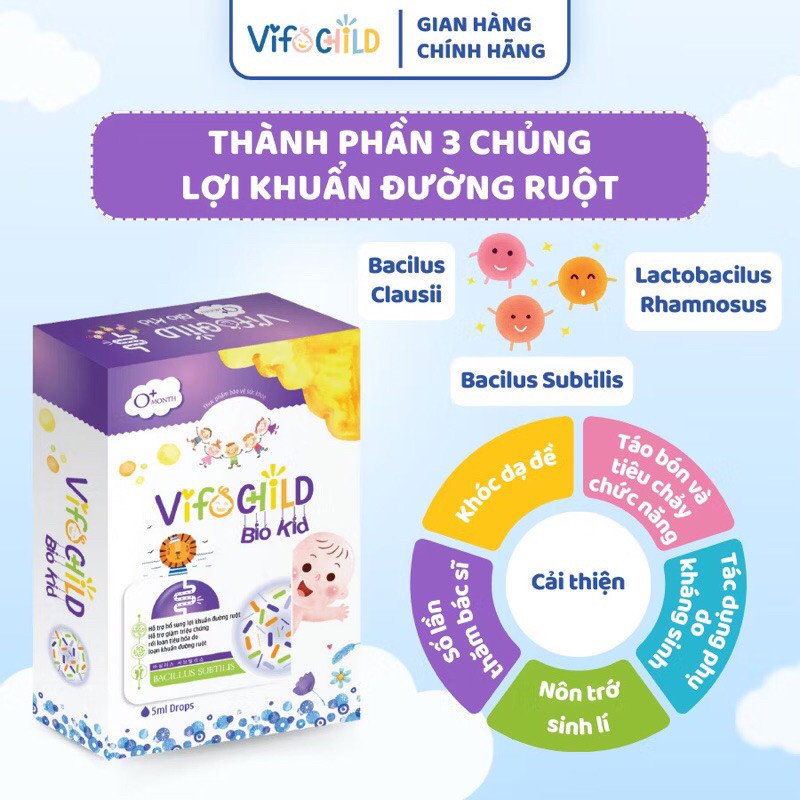 Men vi sinh VIFOCHILD 5ml Bio Kid Giúp hệ tiêu hóa của bé luôn khỏe mạnh Baby 3
