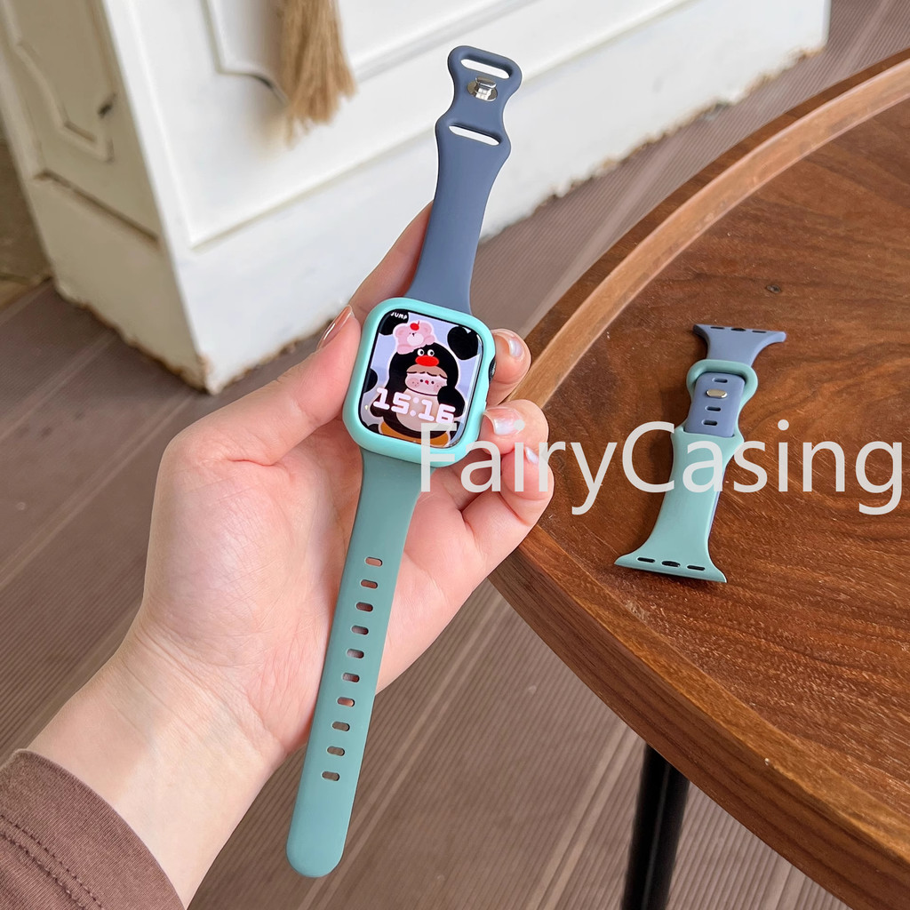 Ốp lưng Candy Color S11 S11 + Dây đeo silicon mỏng S11 cho Iwatch 49mm 44mm 40mm 45mm 41mm 42mm 46mm Vòng đeo tay thể thao cho Apple Watch Series 8 7 Se 4 5 6 9 10 Ultra 2