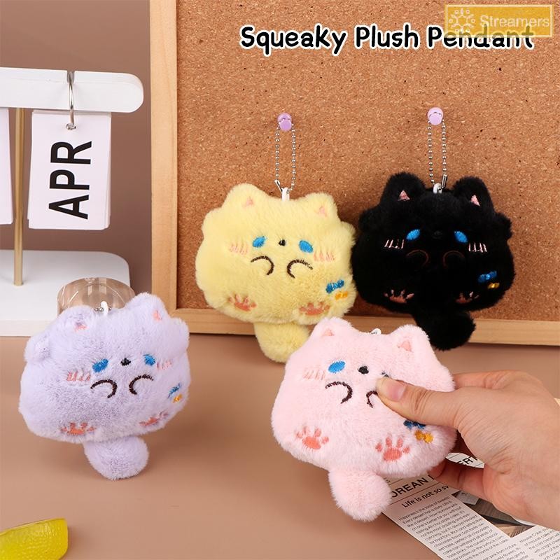 Streamers Squeaking Sang Trọng Mũm mĩm Mặt Dây Chuyền Hoạt Hình Mèo Con Mềm Nhồi Bông Búp Bê Móc Khóa Xe Chìa Khóa Ba Lô Túi Trang Trí Quà Tặng Mới