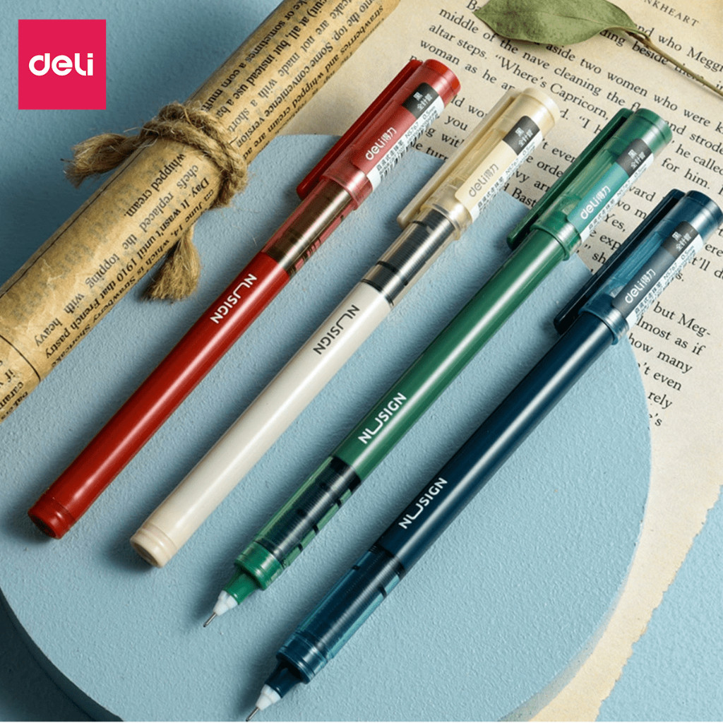 [PHIÊN BẢN CAO CẤP] Bút bi nước mực gel đen ngòi 0.5mm Deli nhiều màu nhanh khô viết thư pháp cho học sinh văn phòng
