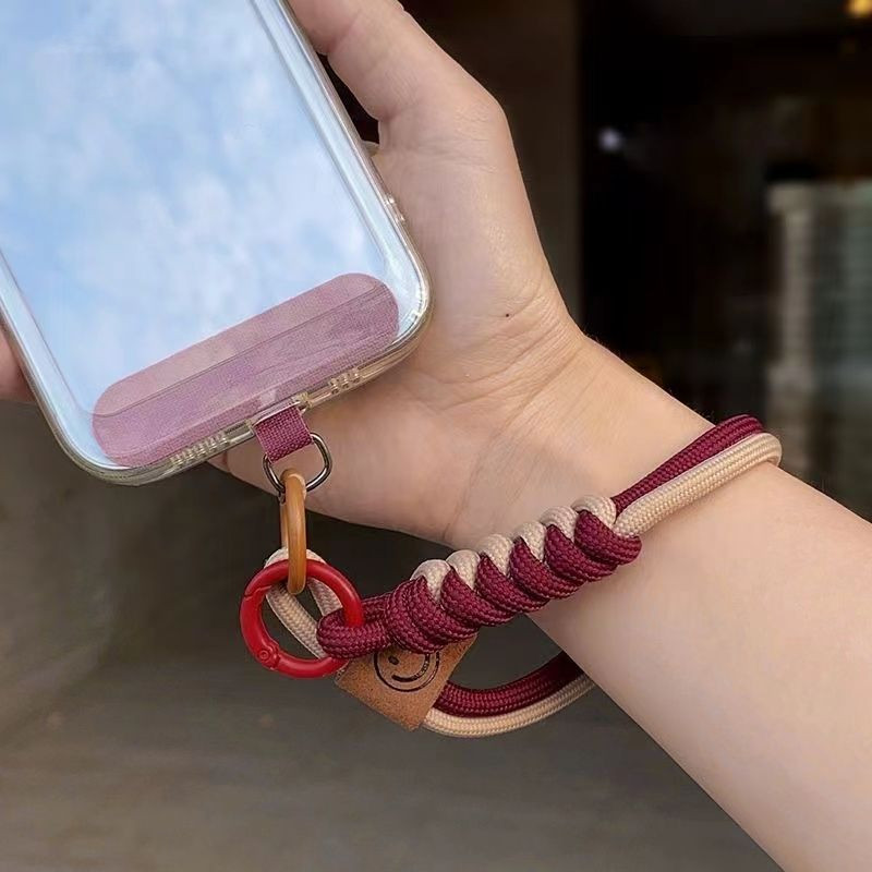Phụ Kiện Điện Thoại Di Động Phong Cách Anh Màu Sắc Tương Phản Dệt Tay Dây Điện Thoại Di Động Ngắn Mặt Dây Chuyền Di Động Chống Mất Dây Đeo Chống Sốc Cổ Tay Dây Điện Thoại Di Động Nữ Di Động