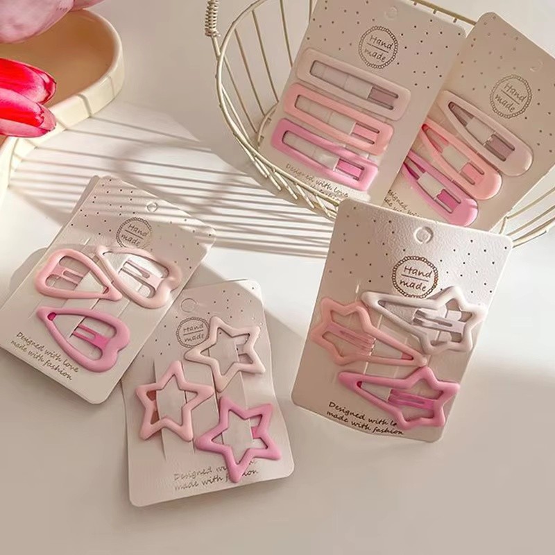 3 Chiếc BB Kẹp Tóc Pin Kim Loại Màu Kẹo Phụ Kiện Tóc Mini Kẹp Tóc Cô Gái Kẹp Bên Pentagram Kẹp Tóc