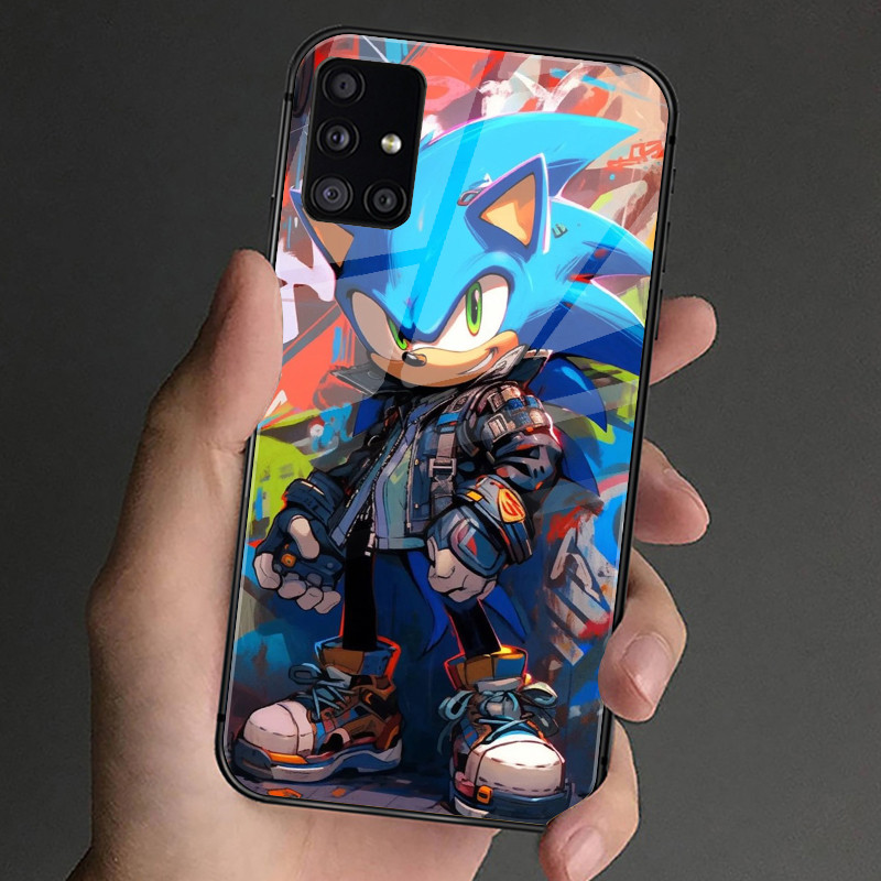 Ốp điện thoại kính cường lực sonic the hedgehog 03 cho Samsung Galaxy S9 Plus S10 S10e S20 FE S20 Plus S21 S22 S23 S23 S24 Ultra Cover