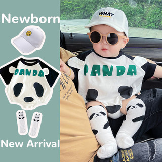 Bé Trai Sơ Sinh Cotton Hoạt Hình Gấu Trúc Áo Liền Quần Mùa Hè Mềm Mại Thoải Mái (0-24 Tháng)